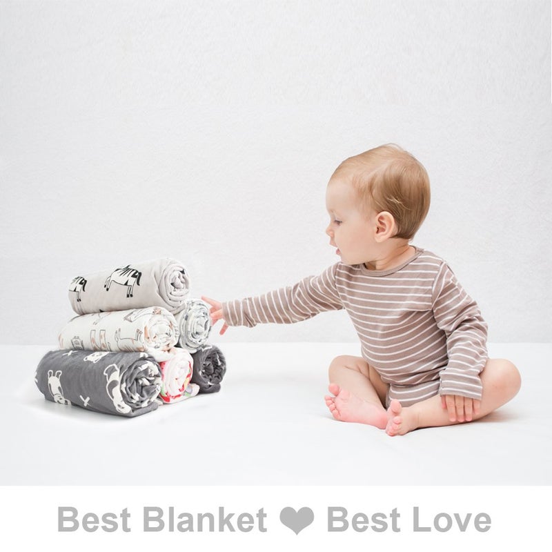 BORITAR Baby Blanket Soft Minky with Double Layer Dotted Backing, Lovely Animals Printed 30 x 40 Inch Receiving Blanket - Image 5